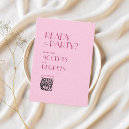 Boho Beige BrownのQRはっきりしたコー結婚ドRSVPカード 招待状