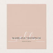 Boho Beige Calligraphy Script QR code Folded 名刺 (外部フラット)