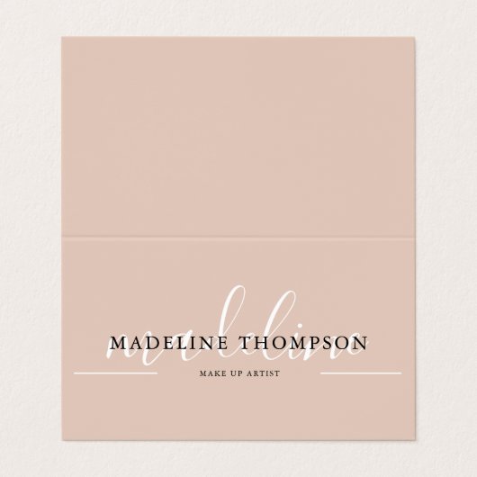 Boho Beige Calligraphy Script QR code Folded 名刺 (外部フラット)