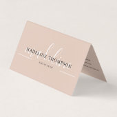 Boho Beige Calligraphy Script QR code Folded 名刺 (正面)