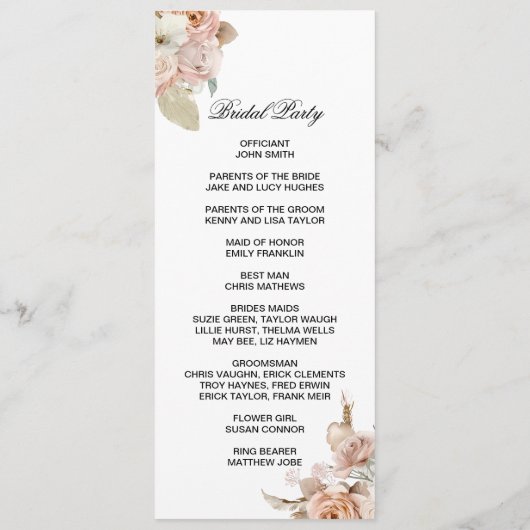 Boho Beige double side program card  プログラム (裏面)