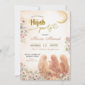 Boho Beige Floral Hijab Party 招待状 (正面)