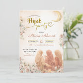 Boho Beige Floral Hijab Party 招待状 (スタンド正面)