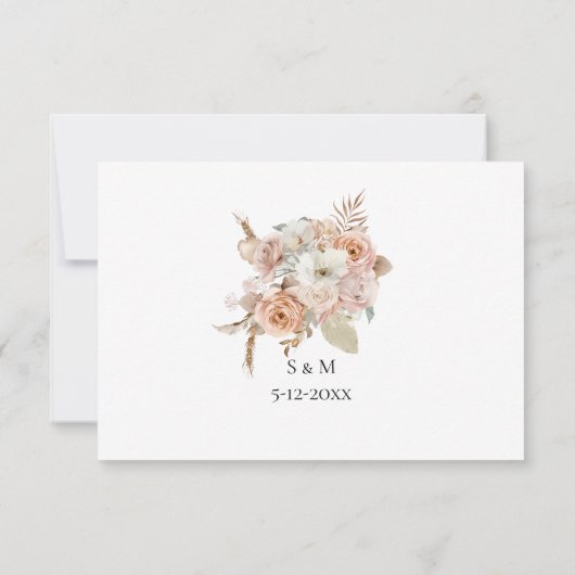 Boho beige floral RSVP card (裏面)