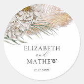 Boho Beige Floral Wedding  ラウンドシール (正面)