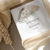 Boho Beige Floral Wedding ラウンドシール