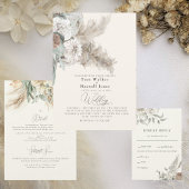 Boho Beige Pampas No 結婚 Parents's 招待状