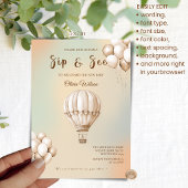 Boho Beige Sip and See Invitation with QR Code  招待状