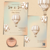Boho Beige Sip and See Invitation with QR Code  招待状