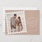 Boho Beige Stamp 2写真クリスマス シーズンカード (正面)