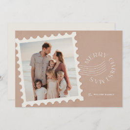 Boho Beige Stamp 2写真クリスマス シーズンカード