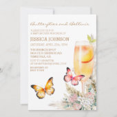 Boho Bellini & Chairsベビーシャワーピンク 招待状 (正面)