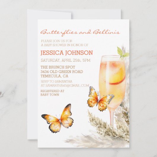 Boho Bellini & Chairsベビーシャワー 招待状 (正面)