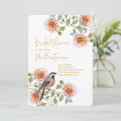 Boho Bird in Florals Bridal Shower 招待状 (スタンド正面)