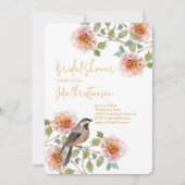 Boho Bird in Florals Bridal Shower 招待状 (正面)
