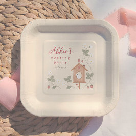 Boho Birds Berries Nesting Party Girl Baby Shower ペーパープレート