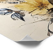 Boho Birds On Fence Print, Bird Rustic Nursery ポスター (角)