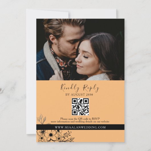 Boho BlackとOrange All 結婚 In One's 招待状 (裏面)