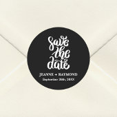 Boho Blackエレガントの日付を保存するスクリプ結婚ト ラウンドシール