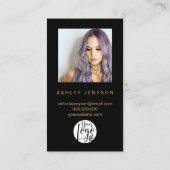 Boho Black and Gold Script Photo Thank You Logo 名刺 (裏面)