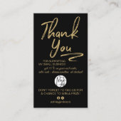 Boho Black and Gold Script Photo Thank You Logo 名刺 (正面)