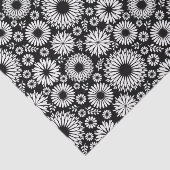 Boho Black and White Folk Flower Starburst Pattern 薄葉紙 (詳細)