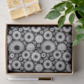 Boho Black and White Folk Flower Starburst Pattern 薄葉紙 (ギフト)