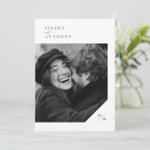 Boho Black and White Minimalist Photo 結婚's 招待状 (スタンド正面)