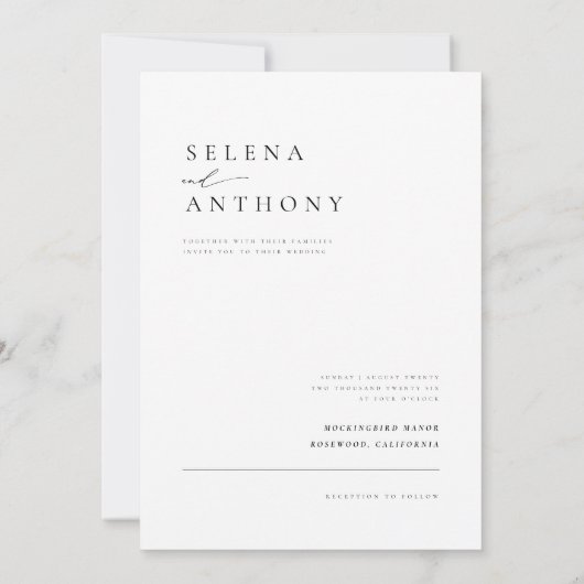 Boho Black and White Minimalist Photo 結婚's 招待状 (裏面)