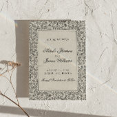 Boho Black Cream Floral Photo Botanical Wedding  セーブザデート