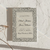 Boho Black Cream Floral Photo Botanical Wedding  セーブザデート