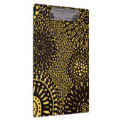 Boho Black Gold Ethnic Floral Pattern Clipboard クリップボード (右)