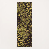 Boho Black Gold Ethnic Floral Yoga Mat ヨガマット (正面)