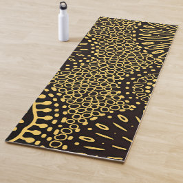 Boho Black Gold Ethnic Floral Yoga Mat ヨガマット