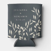 Boho Black Hand Drawnフローラ結婚の名前 缶クーラー (正面)