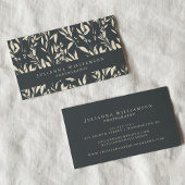 Boho Black Hand Drawn Floral Professional 名刺