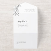Boho Black Minimalist Foliage Wedding オールインワン招待状 (外側)