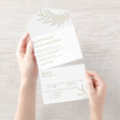 Boho Black Minimalist Foliage Wedding オールインワン招待状 (切り取り部)