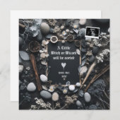 Boho Black Pregnancy Announcement | Baby Reveal 案内状 (正面/裏面)