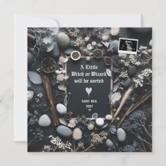 Boho Black Pregnancy Announcement |  Baby Reveal  案内状