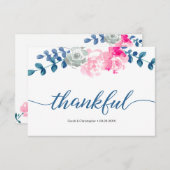 Boho Bliss：水エレガント色の花結婚よりも サンキューカード (正面/裏面)