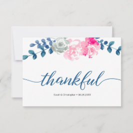 Boho Bliss:水エレガント色の花結婚よりも サンキューカード