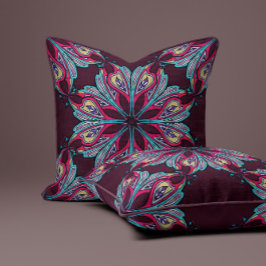 Boho Bloom in Burgundy クッション