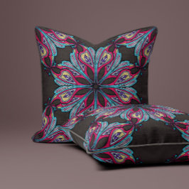 Boho Bloom in Mocha Brown クッション