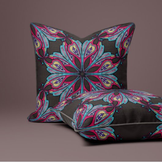 Boho Bloom in Mocha Brown クッション