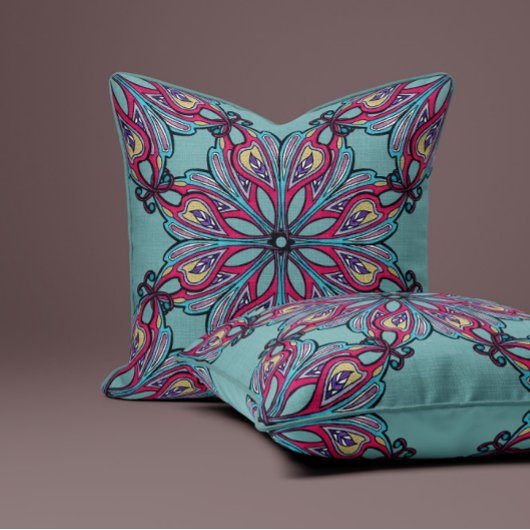 Boho Bloom in Sage Green クッション