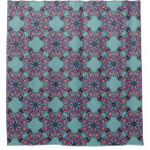 Boho Bloom Shower Curtain in Aqua Blue シャワーカーテン (正面)