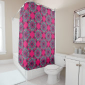 Boho Bloom Shower Curtain in Hot Pink シャワーカーテン (インサイチュ)