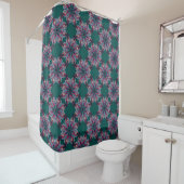 Boho Bloom Shower Curtain in Teal Green シャワーカーテン (インサイチュ)
