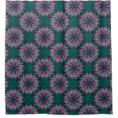 Boho Bloom Shower Curtain in Teal Green シャワーカーテン (正面)